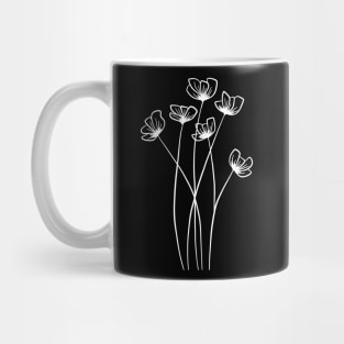 Flower Line Art Drawing - Long Stem Flowers Mug